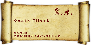 Kocsik Albert névjegykártya