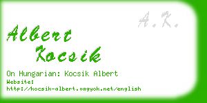 albert kocsik business card